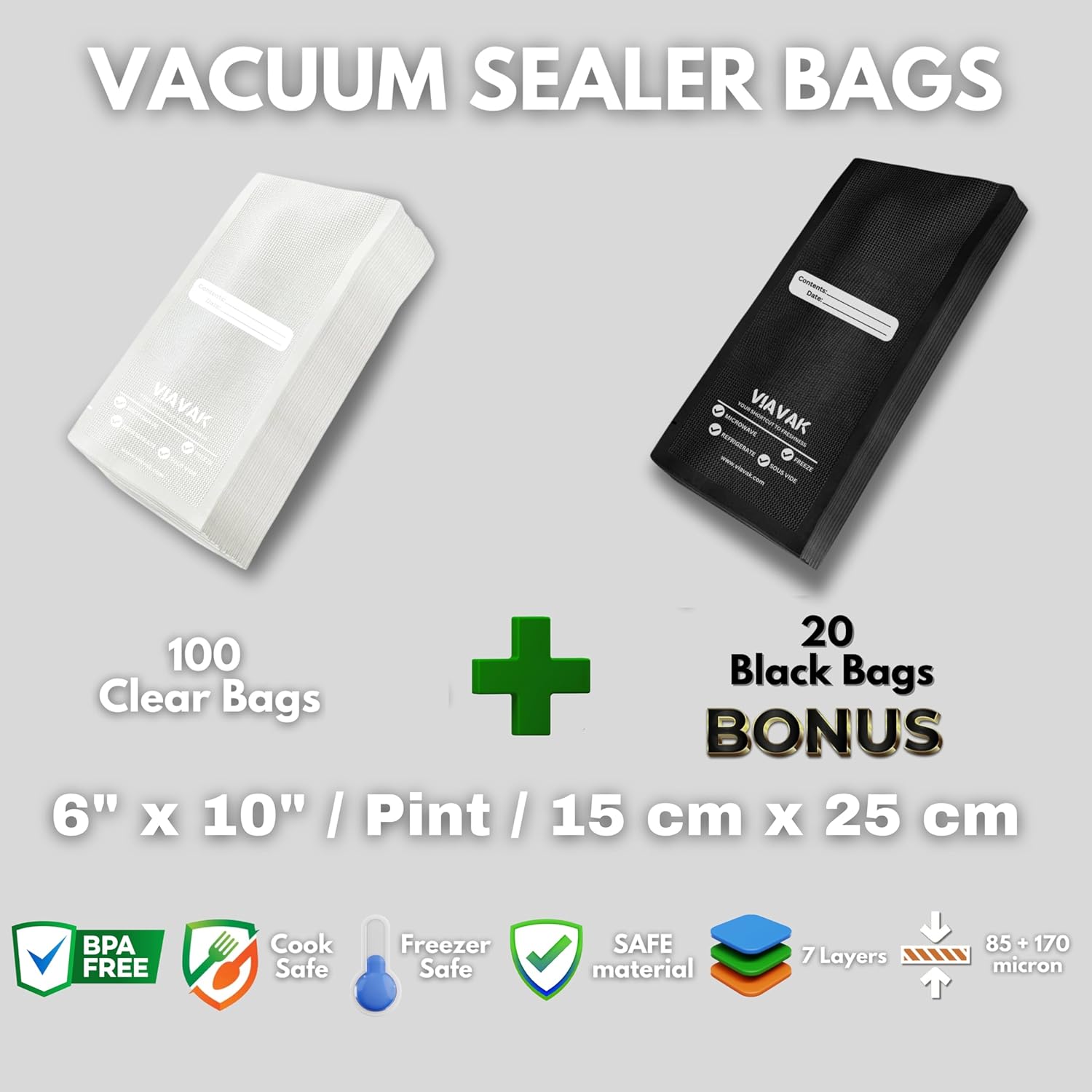 Bolsas para empacado al vacío 6X10 pulgadas VIAVAK