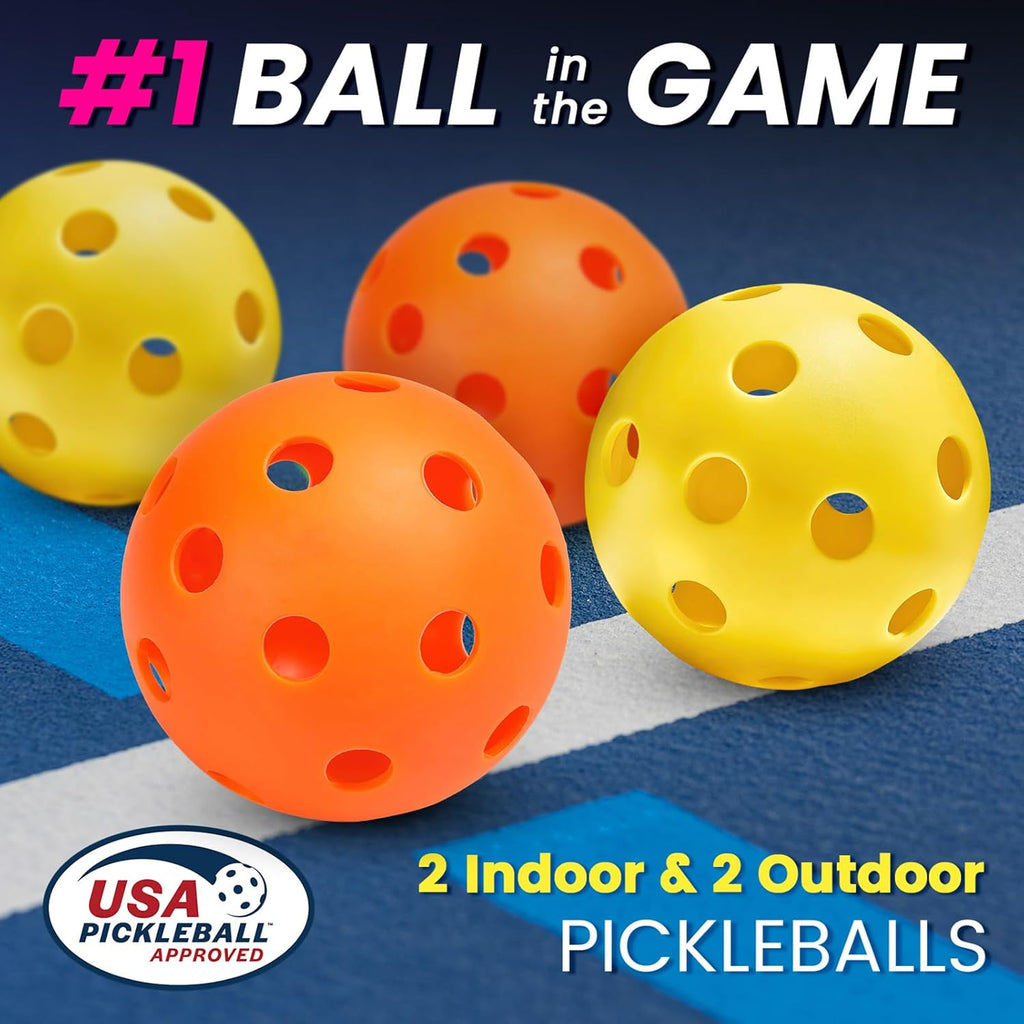 Juego de 2 raquetas y 4 bolas de pickleball Mayboom